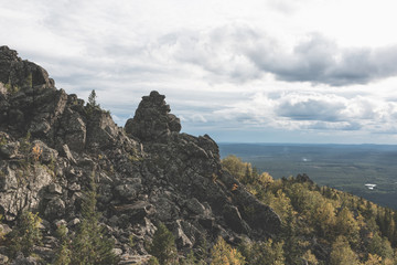 Closeup mountains scenes in national park Kachkanar, Russia, Europe
