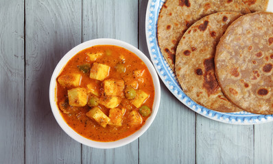 Indian Traditional Home made Paneer Butter Masala with chapathi 