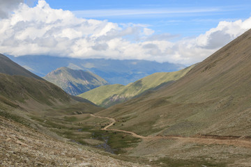 Fototapeta na wymiar Close up view mountains scenes in national park Dombai, Caucasus