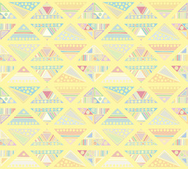 Seamless vector pattern. geometrical background with hand drawn decorative tribal elements. Print with ethnic, folk, traditional motifs. Graphic illustration for wrapping, wallpaper, fabric, packing