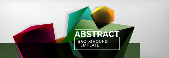 Dark color geometric abstract background, 3d shapes