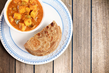 Indian Traditional Home made Paneer Butter Masala with chapathi 