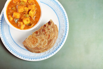 Indian Traditional Home made Paneer Butter Masala with chapathi 