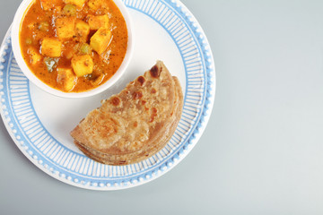 Indian Traditional Home made Paneer Butter Masala with chapathi 