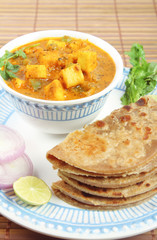 Indian Traditional Home made Paneer Butter Masala with chapathi 