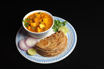 Indian Traditional Home made Paneer Butter Masala with chapathi 