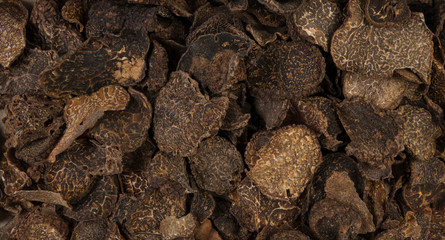 Truffles background. Natural seasoning texture.