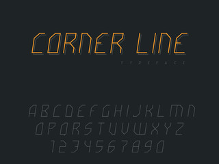 Vector latin uppercase alphabet letters and numbers. Abstract linear font