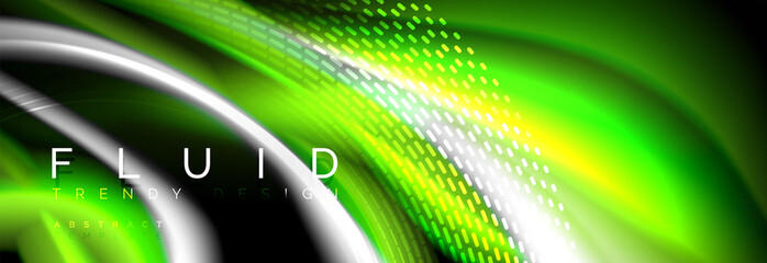 Fluid color neon wave lines background, neon liquid color futuristic paint template