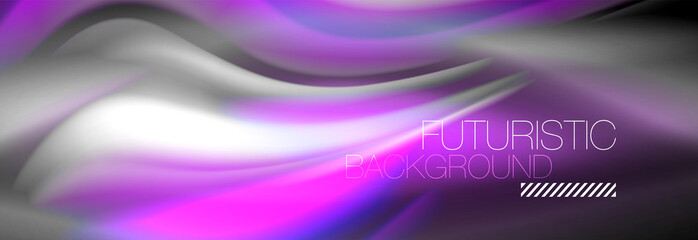 Fluid colors mixing glowing neon wave background, holographic texture