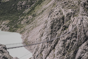 Closeup view Trift Bridge in national park Switzerland, Europe