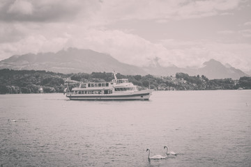 Obraz premium View on lake Lucerne and mountains scenes, Lucerne, Switzerland, Europe