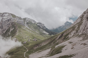 View mountains scene from top Pilatus Kulm in national park Lucerne