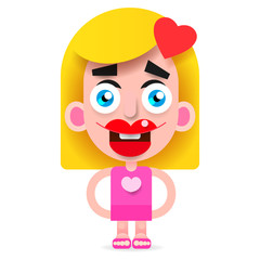 Girl In Pink Dress Smiling Vector Illustration