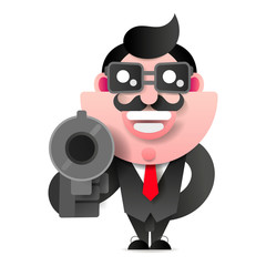 Mafioso with Gun. Retro Mafia Man. Pop Art Mafia Boss. Vector