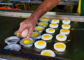 Fried eggs at local restaurant