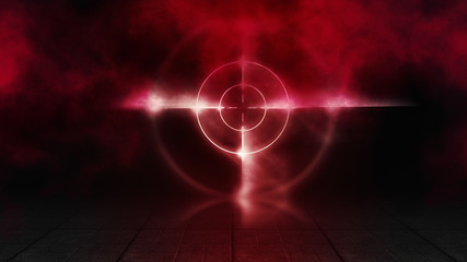 Futuristic abstract background. Empty room background, concrete. Neon red light smoke. Laser lines,...