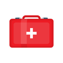 Obraz premium Red First Aid Kit Vector Illustration on White Background