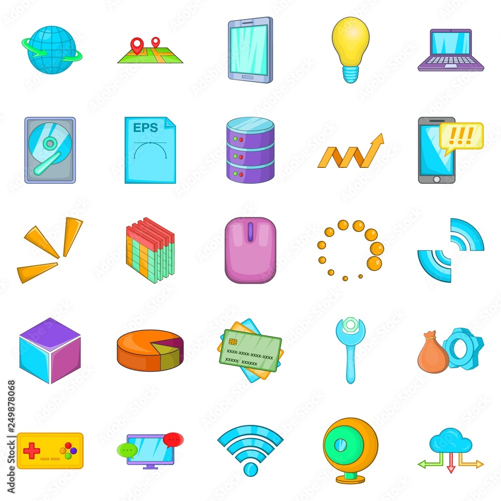 Poster data center icons set. cartoon set of 25 data center vector icons for web isolated on white backgrou