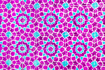 traditional Uzbek pattern on the ceramic tile on the wall of the mosque, background