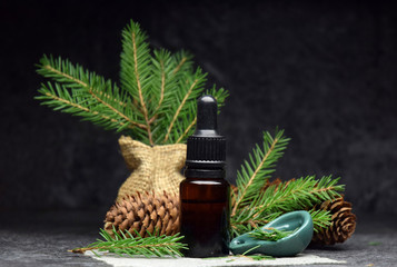 spruce aromatherapy oil spa wellnes organic - obrazy, fototapety, plakaty