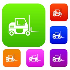 Forklift set icon in different colors isolated vector illustration. Premium collection