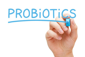 Word Probiotics Handwritten With Blue Marker