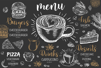 Restaurant cafe menu, template design. Food flyer.