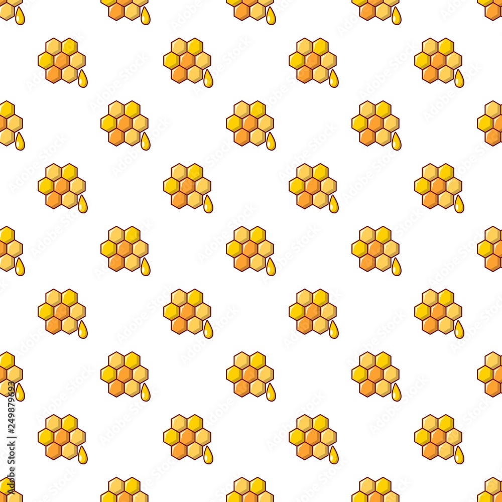 Poster honey comb pattern in cartoon style. seamless pattern vector illustration