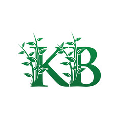 Fototapeta na wymiar Green Leaf Kb Letter Logo