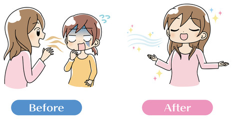 口臭くさい　女性　イラスト　セット