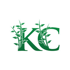 Green Leaf Kc Letter Logo