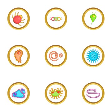 Biology icons set. Cartoon set of 9 biology vector icons for web isolated on white background