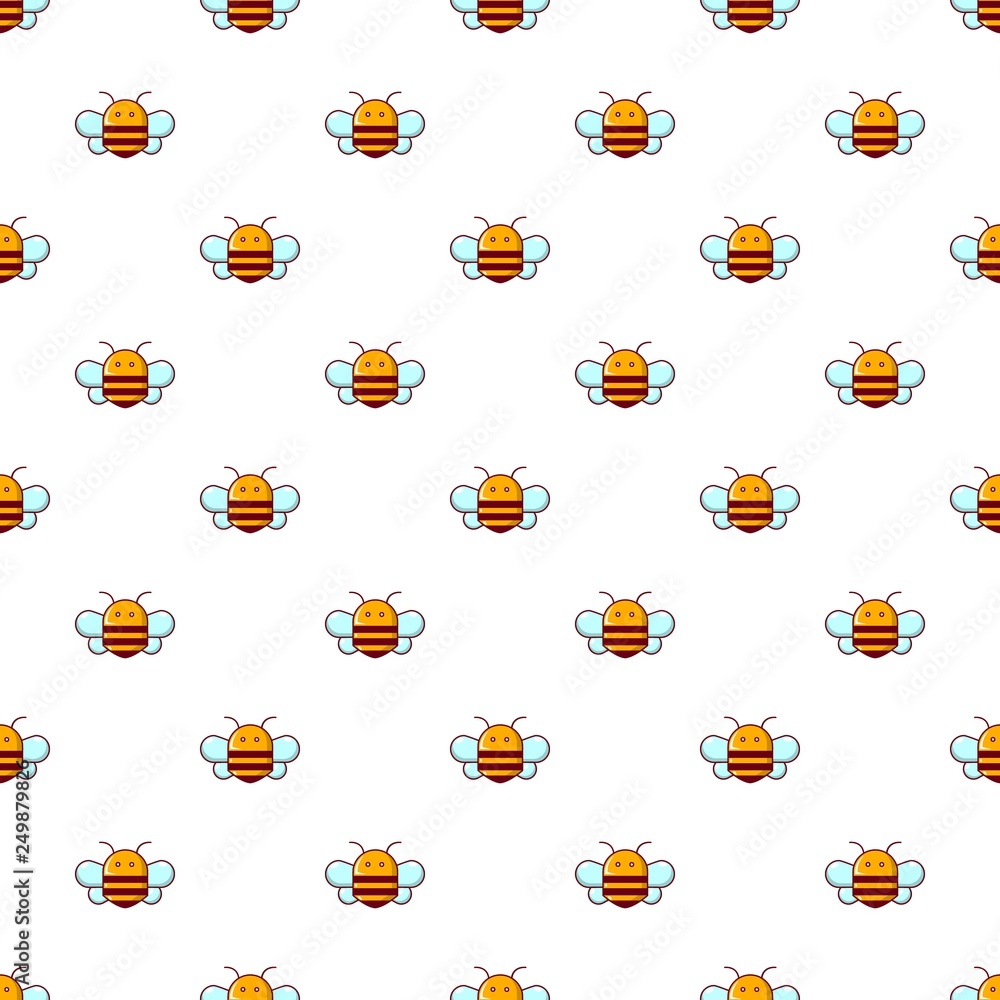 Poster bee pattern in cartoon style. seamless pattern vector illustration