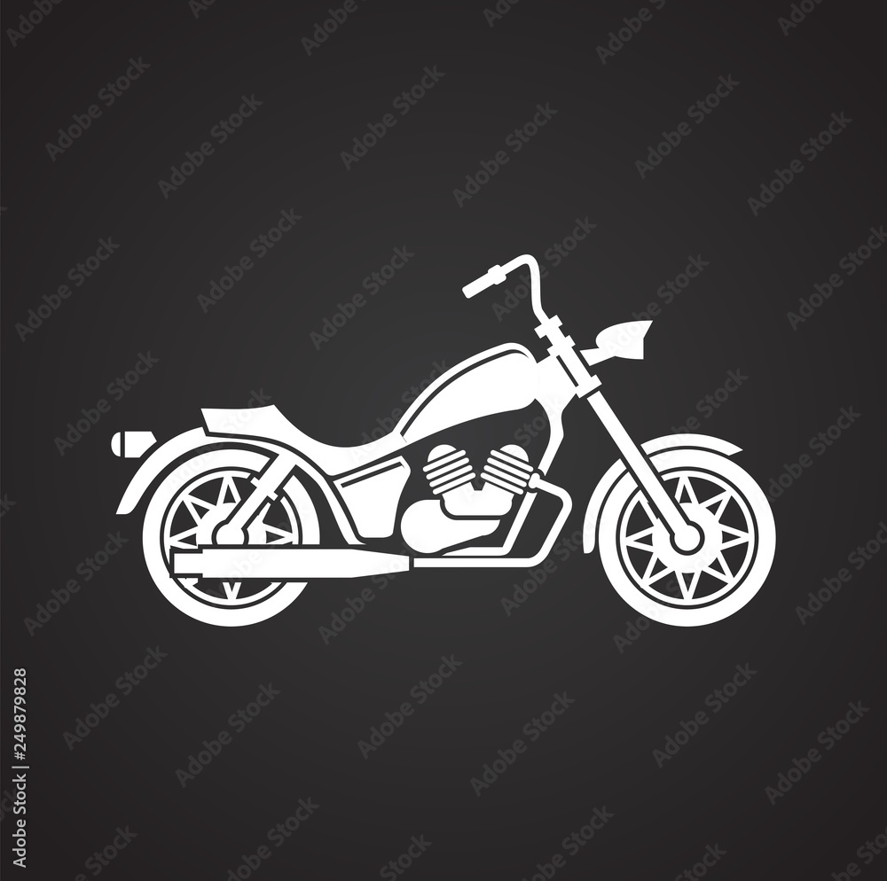 Poster classic motorcycle icon on black background for graphic and web design, modern simple vector sign. i