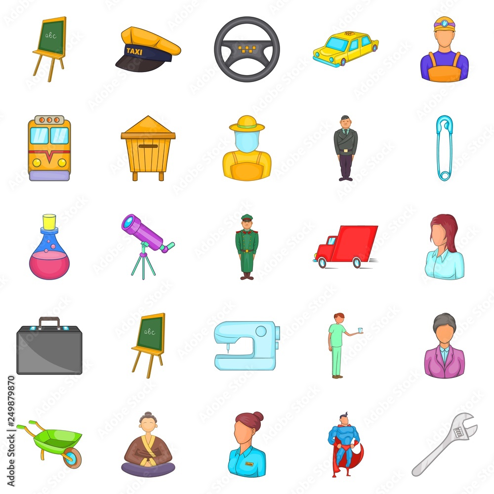 Poster maintain icons set. cartoon set of 25 maintain vector icons for web isolated on white background