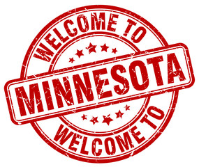 welcome to Minnesota red round vintage stamp