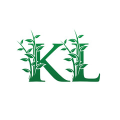 Fototapeta na wymiar Green Leaf KL Letter Logo
