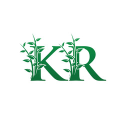 Fototapeta na wymiar Green Leaf KR Letter Logo