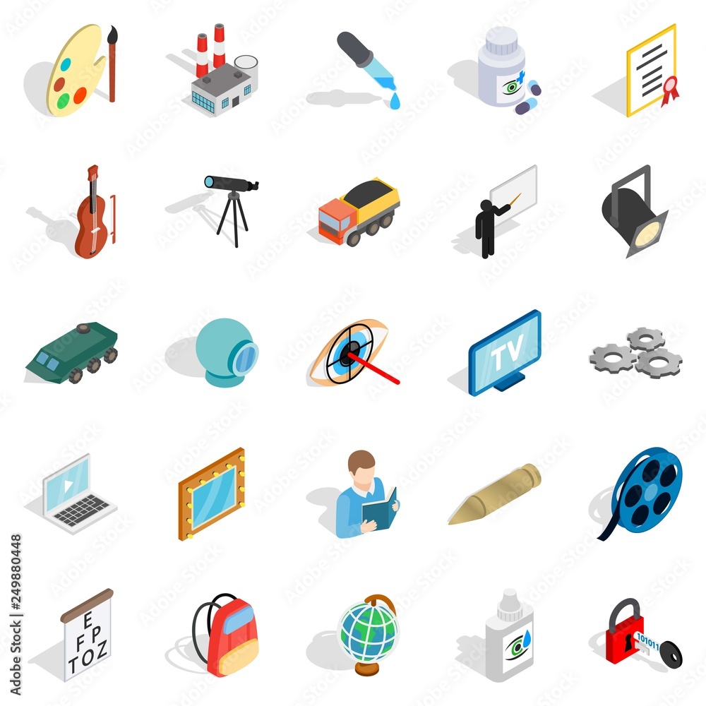 Poster proceedings icons set. isometric set of 25 proceedings vector icons for web isolated on white backgr