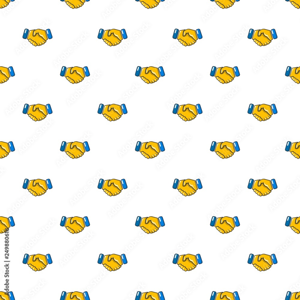 Poster handshake pattern in cartoon style. seamless pattern vector illustration
