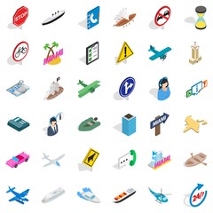 Hard traffic icons set. Isometric style of 36 hard traffic vector icons for web isolated on white background
