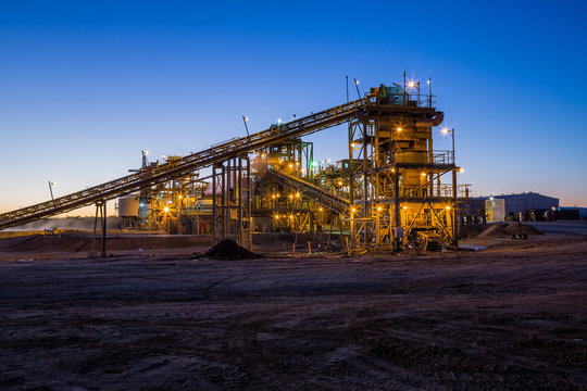 Night view of a copper mine head in NSW Australia