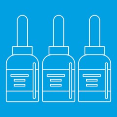 Obraz premium Three tattoo ink bottles icon blue outline style isolated vector illustration. Thin line sign