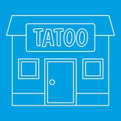 Tattoo salon building icon blue outline style isolated vector illustration. Thin line sign