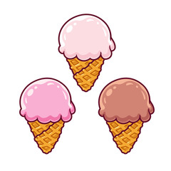Cartoon ice cream cone set