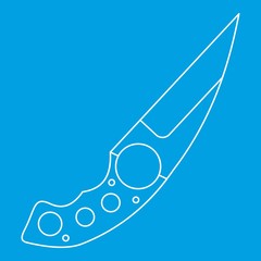 Small knife icon blue outline style isolated vector illustration. Thin line sign