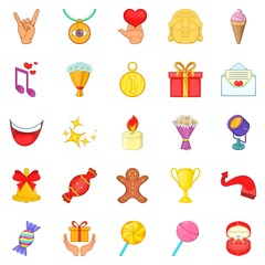 Gratification icons set. Cartoon set of 25 gratification vector icons for web isolated on white background