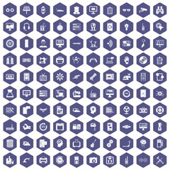 Fototapeta na wymiar 100 settings icons set in purple hexagon isolated vector illustration