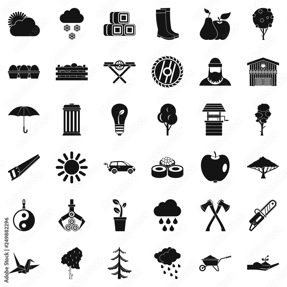 Poster garden icons set. simple style of 36 garden vector icons for web isolated on white background